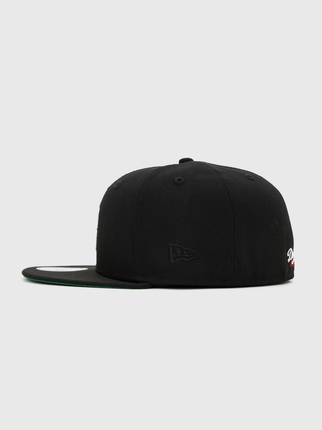 Santa Barbara Dodgers New Era 59FIFTY Black Fitted Hat left side - Quality Headwear with SB Dodgers embroidery. Available at Wolf's Head.