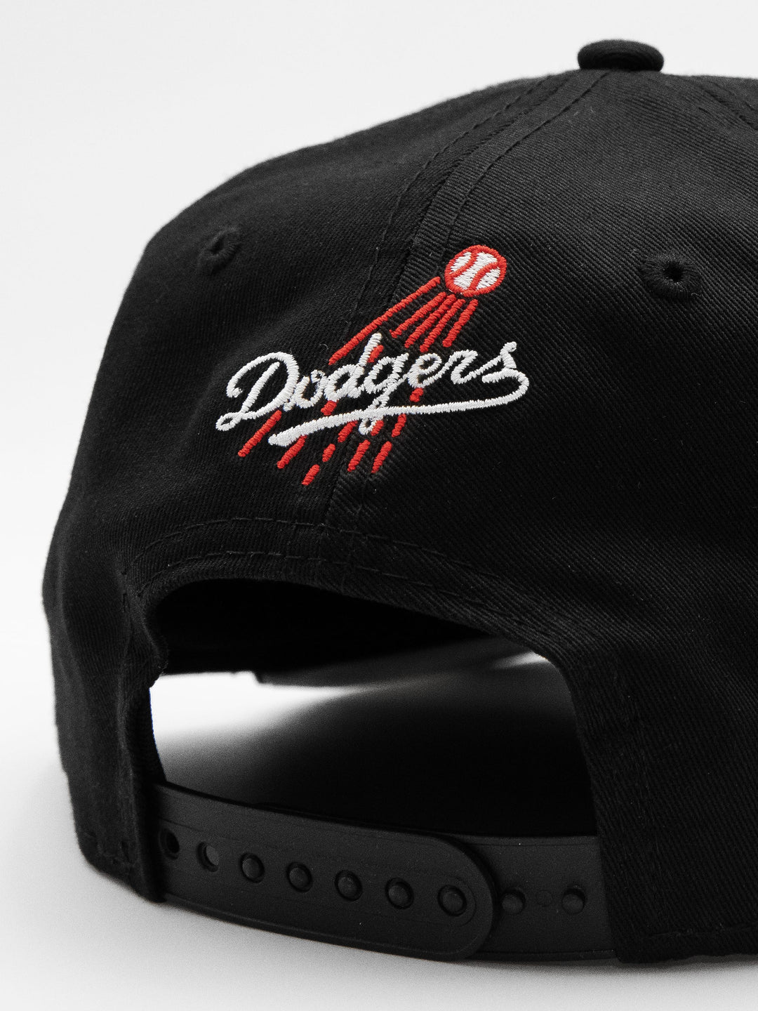 Santa Barbara Dodgers New Era 19TWENTY Black Golfer Hat Back Detail - Quality Headwear with SB dodgers embroidery. Available at Wolf's Head. Ships free in the US for order $35+
