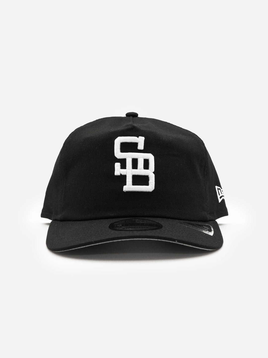 Santa Barbara Dodgers New Era 19TWENTY Black Golfer Hat Front - Quality Headwear with SB dodgers embroidery. Available at Wolf's Head. Ships free in the US for order $35+
