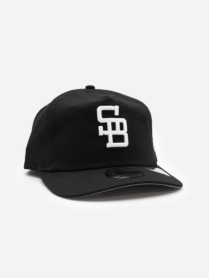 Santa Barbara Dodgers New Era 19TWENTY Black Golfer Hat Front Right - Quality Headwear with SB dodgers embroidery. Available at Wolf's Head. Ships free in the US for order $35+