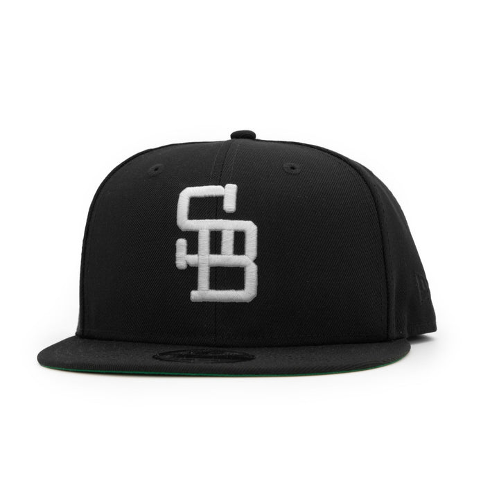 Santa Barbara Dodgers x New Era Black 9FIFTY Snapback Hat – Quality Headwear & Classic Streetwear Baseball Cap. Available at Wolf's Head. Front Right