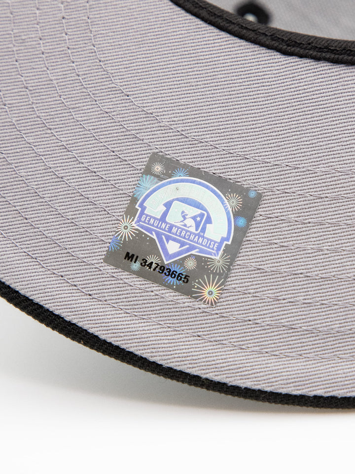 Santa Barbara Dodgers New Era 9FIFTY Black Snapback Hat Sticker Detail - Quality Headwear with SB dodgers embroidery. Available at Wolf's Head. Ships free in the US for order $35+