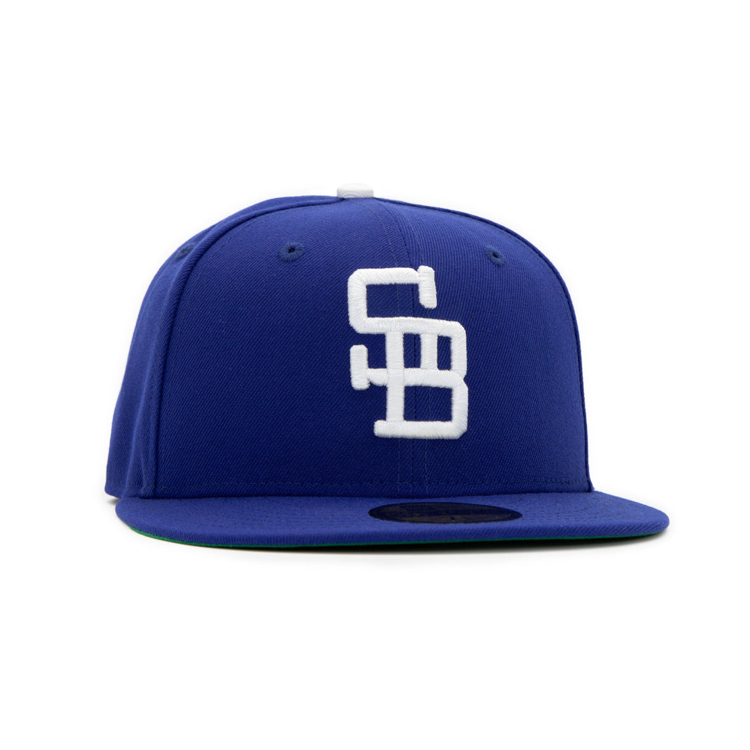 Santa Barbara Dodgers x New Era Dodger Blue 59FIFTY Fitted Hat – Quality Headwear & Classic Streetwear Baseball Cap. Available at Wolf's Head. Front Right