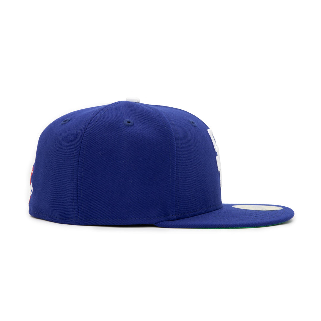 Santa Barbara Dodgers x New Era Dodger Blue 59FIFTY Fitted Hat – Quality Headwear & Classic Streetwear Baseball Cap. Available at Wolf's Head. Right