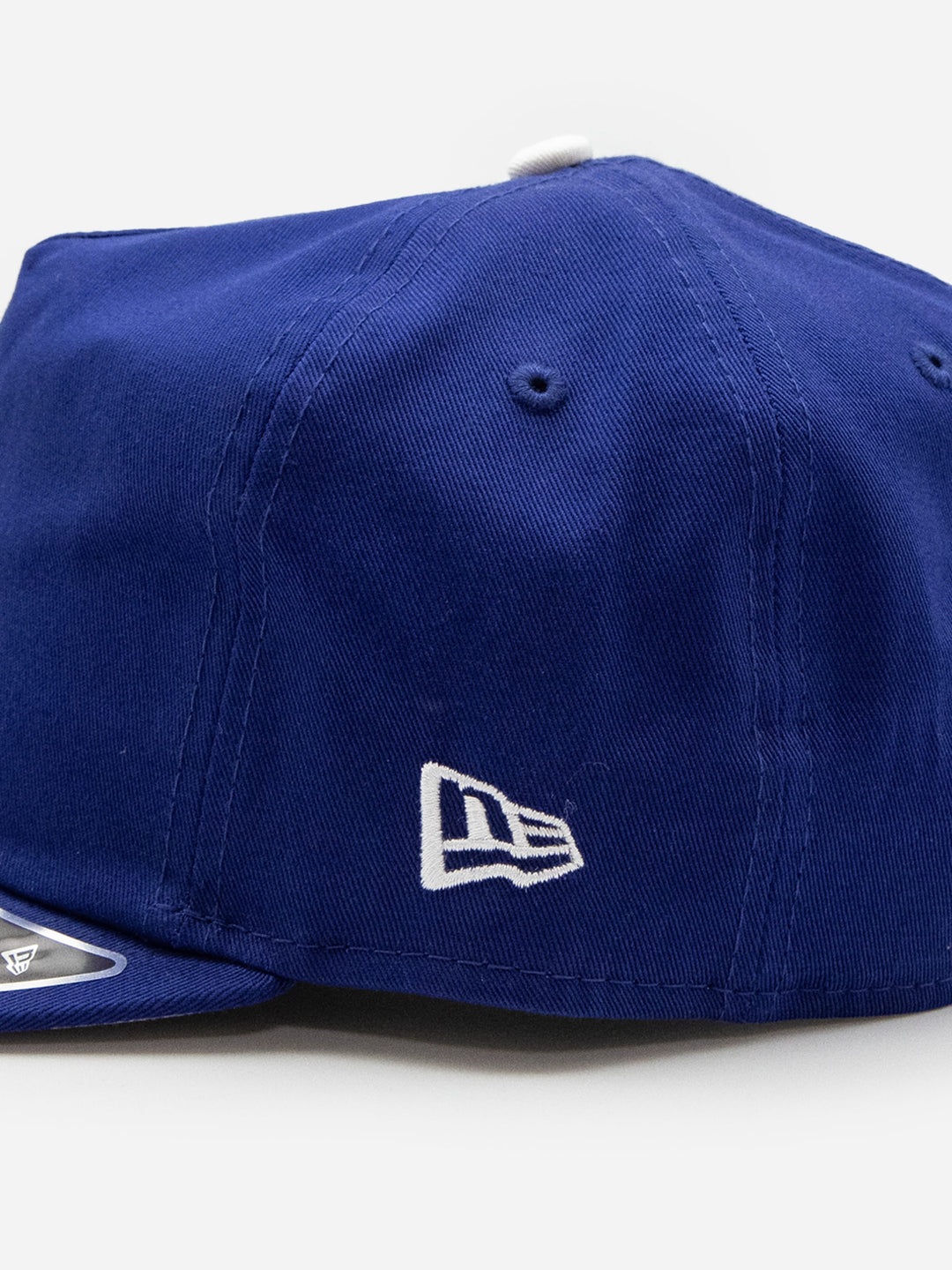 Santa Barbara Dodgers New Era 19TWENTY Royal Blue Golfer Hat Left Detail - Quality Headwear with SB dodgers embroidery. Available at Wolf's Head. Ships free in the US for order $35+