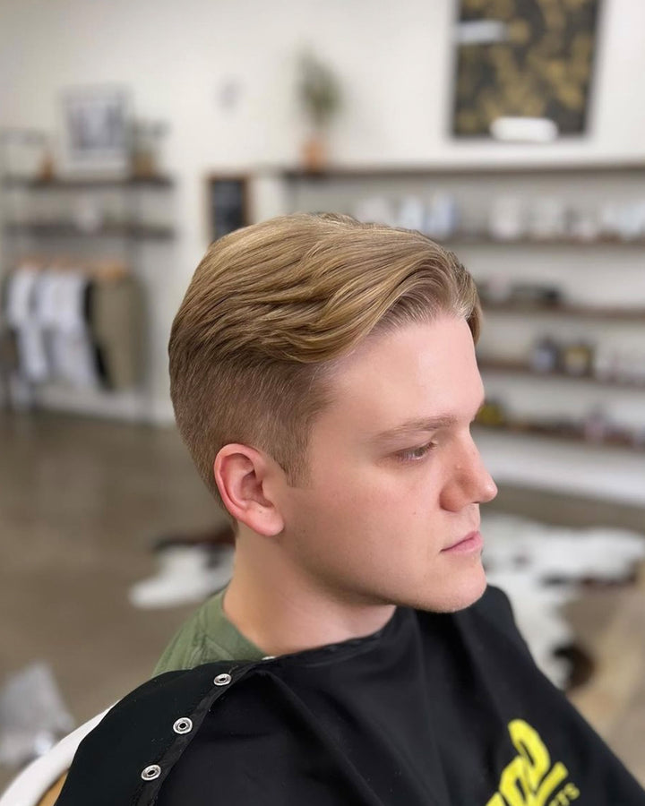 Wolf’s Head Clay Pomade in use  at a Barbershop – Strong Hold, Matte Finish Premium Hair Product. 