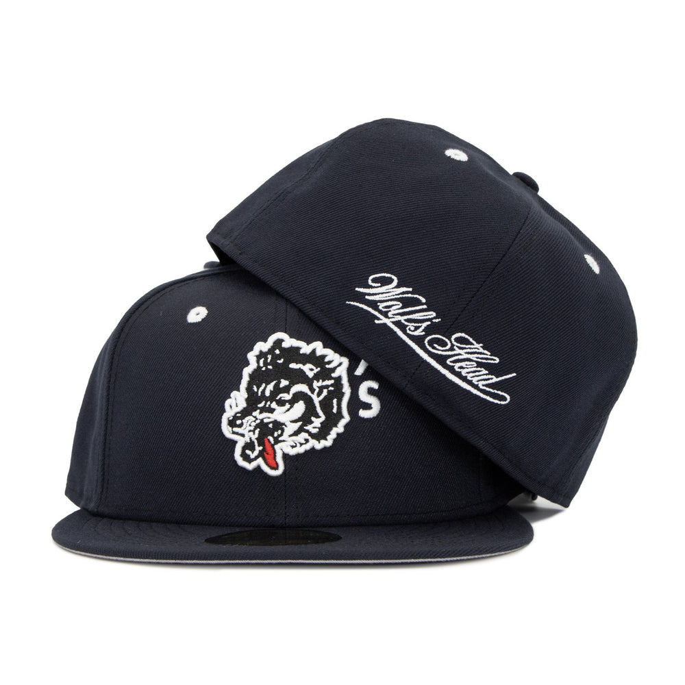 Wolf’s Head x New Era Yankees Navy 59FIFTY Fitted Hat – Stacked - Quality Headwear & Classic Streetwear Baseball Cap