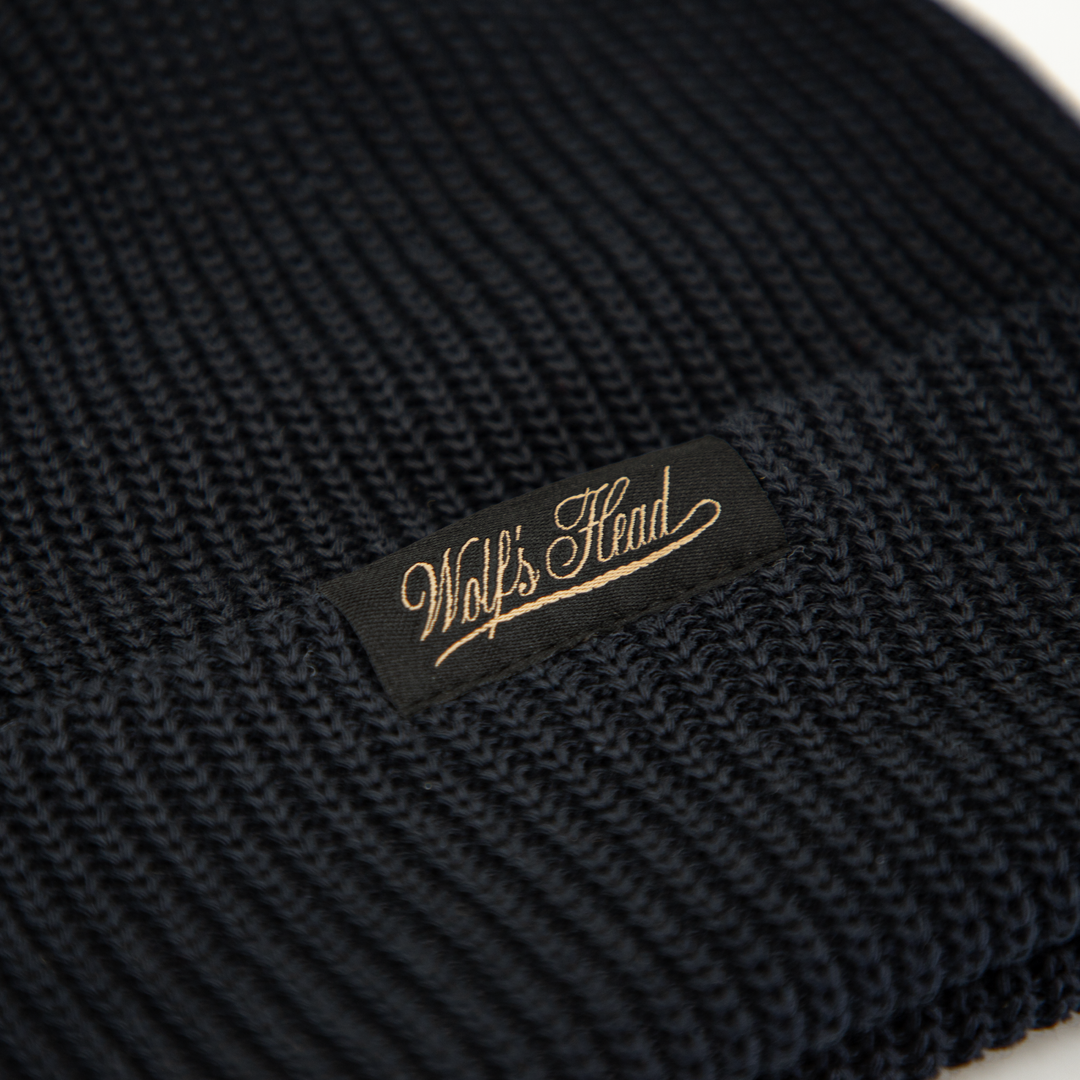 Wolf's Head Shaker Knit Beanie - Black