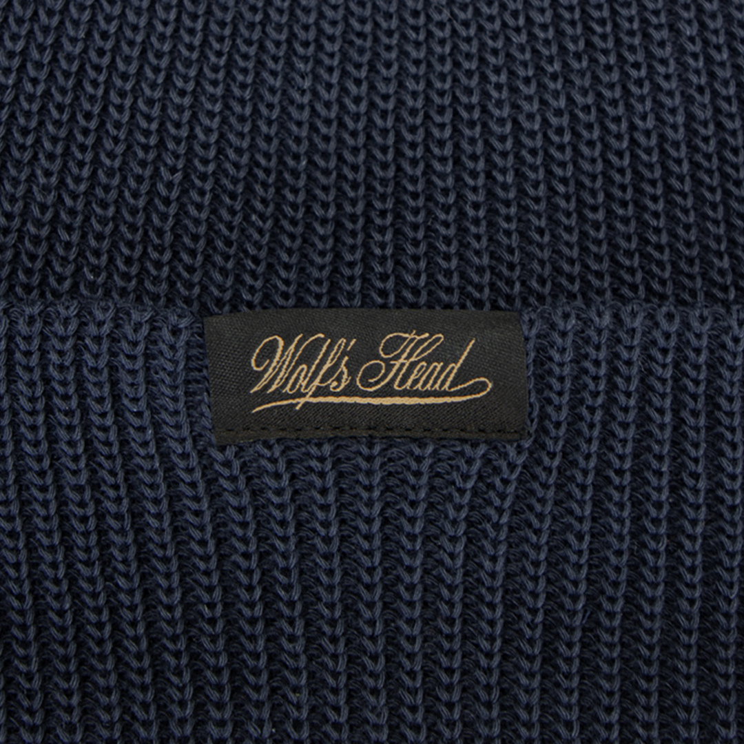 Wolf's Head Shaker Knit Beanie - Navy