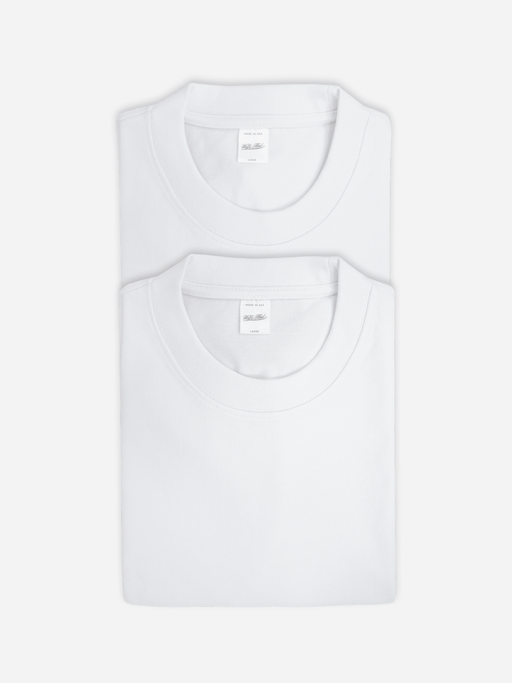 Folded white heavyweight tee two pack from Wolf&