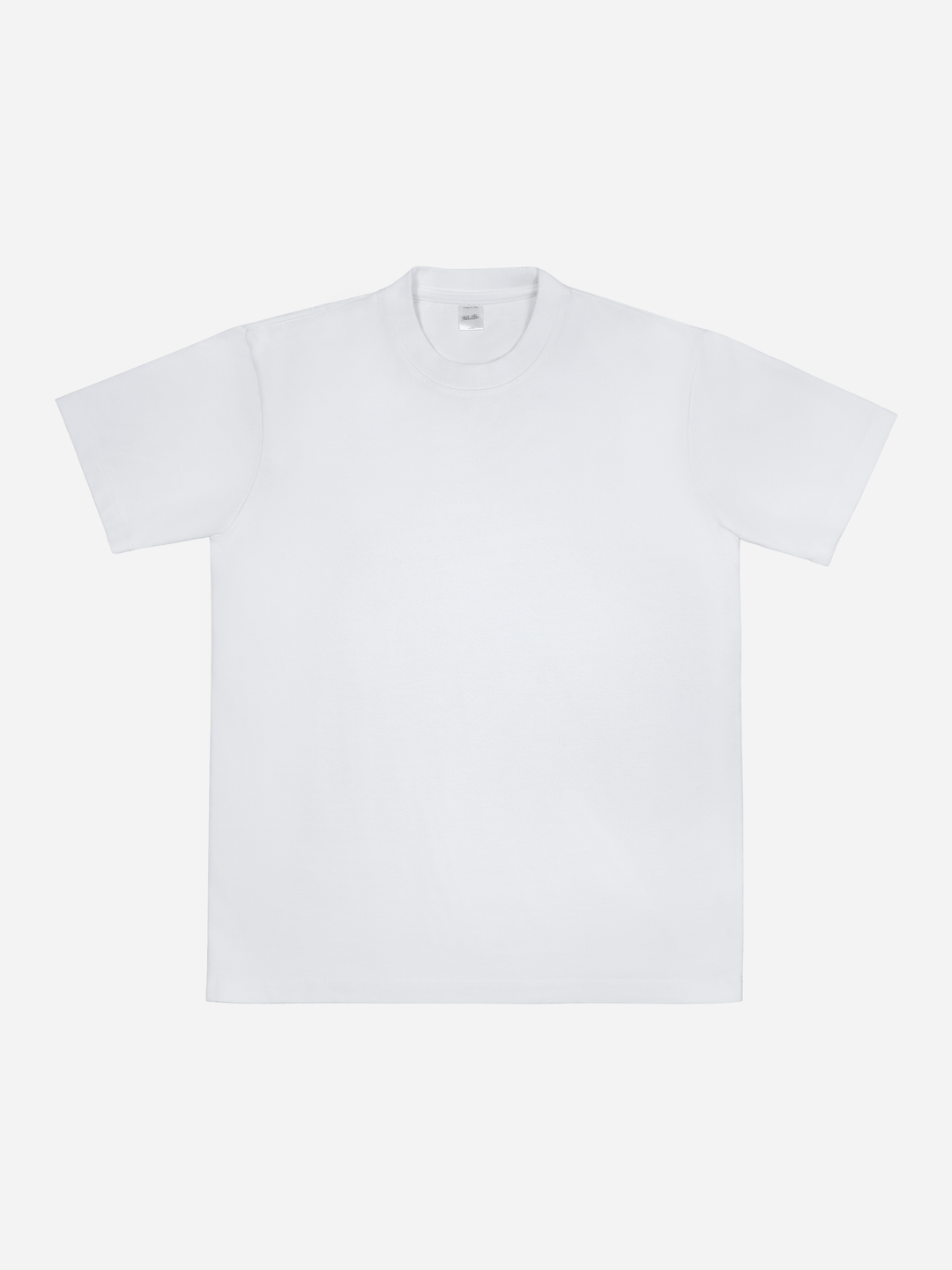 Wolf's Head white heavyweight T-Shirt, 10.5oz 353 GSM combed cotton blank tee sewn in Los Angeles, front view